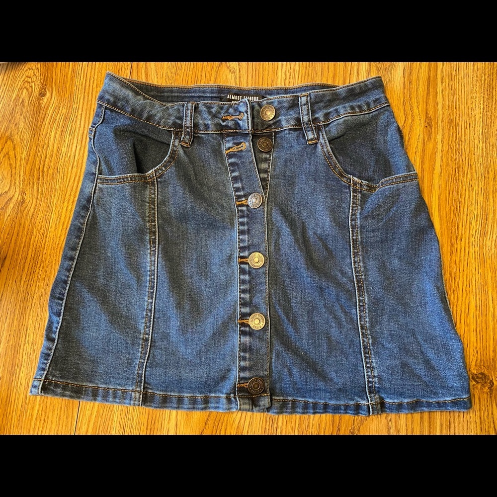 Almost Famous Denim Button up High rise Mini Skirt